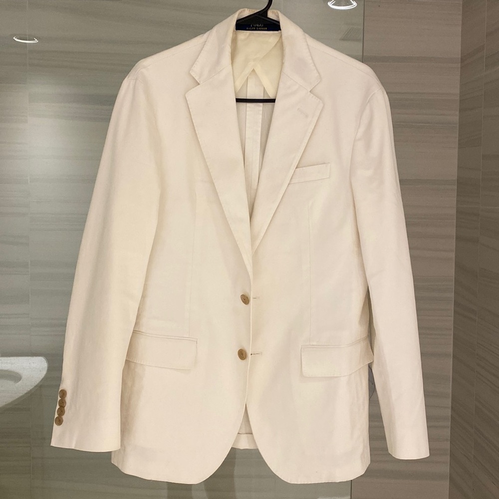 White sport blazer by POLO Ralph Lauren, purchased this spring in Soho New York